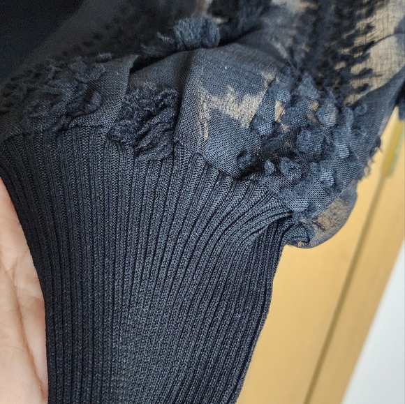 Puff Lace Sleeve Ribbed Sweater Dress plus size Fall / Winter Midi Dress - Picture 9 of 15